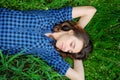 Girl sleeping on the grass Royalty Free Stock Photo