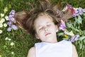 Girl sleeping in the grass Royalty Free Stock Photo