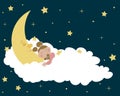 Girl sleeping on the moon.