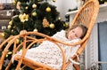 Girl sleeping in rocking chair Royalty Free Stock Photo