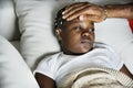 Girl sleeping with sickness on the bed Royalty Free Stock Photo