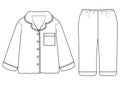 girl Sleeve Pajama Set Technical Flat Design Vector Illustration Royalty Free Stock Photo