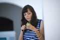 Girl slicing an apple