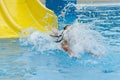 Girl sliding down water slide Royalty Free Stock Photo