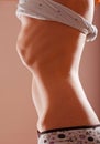 Girl slim stomach profile Royalty Free Stock Photo