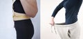 Girl slimming before and after the diet