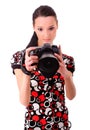 Girl with SLR Royalty Free Stock Photo