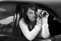 Girl with SLR photo camera