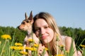 Girl with small doggy Royalty Free Stock Photo