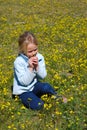 Girl smelling flower Royalty Free Stock Photo