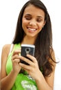 Girl smiling with her cellphone