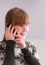 Girl smiling and talk on telephone Royalty Free Stock Photo