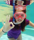 Girl snorkeling underwater Royalty Free Stock Photo