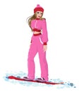 Girl snowboard Royalty Free Stock Photo