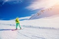 Girl snowboarder having fun in the winter ski resort. Royalty Free Stock Photo