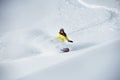 Girl snowboarder off-piste backcountry freeriding