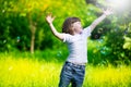 Girl, soap bubbles, fun Royalty Free Stock Photo