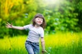 Girl, soap bubbles, fun Royalty Free Stock Photo