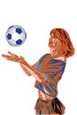 Girl with soccer ball.Vector Royalty Free Stock Photo