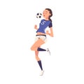 Girl Soccer Player Character, Young Woman in Sports Uniform Playing Football Vector Illustration Royalty Free Stock Photo