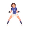 Girl Soccer Player, Young Woman in Sports Uniform, Female Goalkeeper Character Vector Illustration