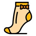 Girl socks icon color outline vector
