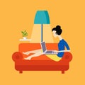 Girl On The Sofa Working Freelance