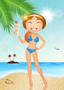 Girl with solar lotion