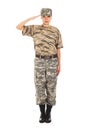 Girl - soldier in the military uniform Royalty Free Stock Photo