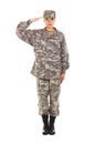 Girl - soldier in the military uniform Royalty Free Stock Photo