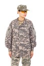 Girl - soldier in the military uniform Royalty Free Stock Photo