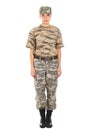 Girl - soldier in the military uniform Royalty Free Stock Photo