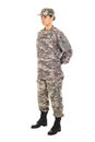 Girl - soldier in the military uniform Royalty Free Stock Photo