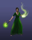 Girl sorceress conjures a spell