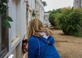 A girl in a spanish cemetery