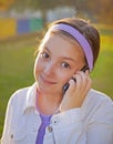 Girl Speaking On Cell Phone Royalty Free Stock Photo