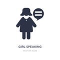 girl speaking icon on white background. Simple element illustration from People concept