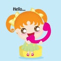 girl speaking on phone. Vector illustration decorative design