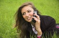 The girl speaks by phone Royalty Free Stock Photo