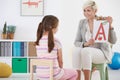 Girl with speech therapist Royalty Free Stock Photo