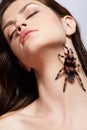 Girl with spider Royalty Free Stock Photo