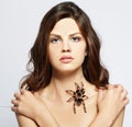 Girl with spider Royalty Free Stock Photo