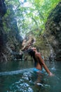 Girl splashing water