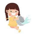 Girl splashing water with water bowl