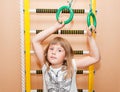 Girl with sport ladder Royalty Free Stock Photo