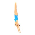 Girl sport pool jump icon, cartoon style Royalty Free Stock Photo