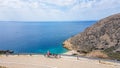 Stara Baska - Girl enjoying the bay view from the hill Royalty Free Stock Photo