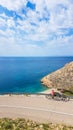 Stara Baska - Girl enjoying the bay view from the hill Royalty Free Stock Photo