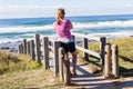 Girl Stairs Beach Waves Royalty Free Stock Photo