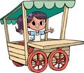 girl in a stall for sale on wheels Royalty Free Stock Photo